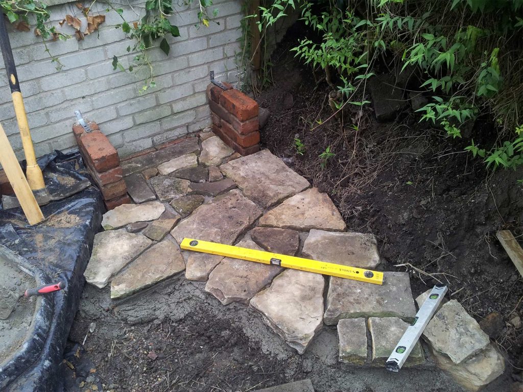 Laying the patio stones