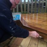 Oiling the deck with a light oak stain